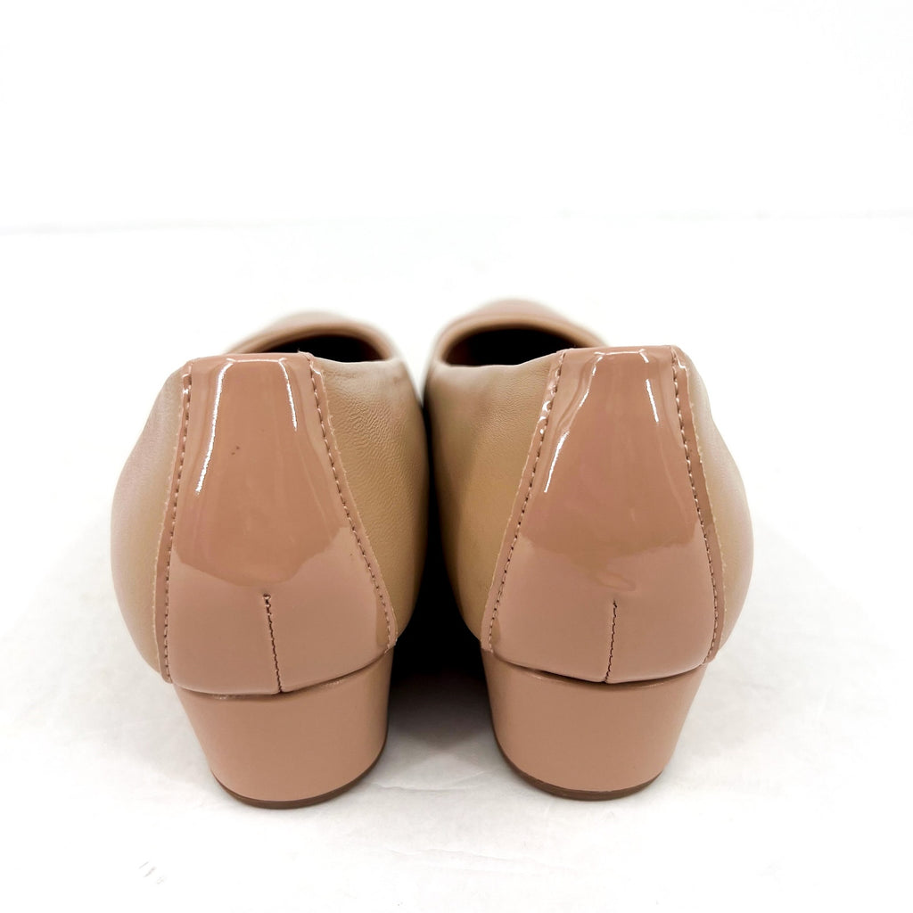 EASY SPIRIT Gracey Low Wedge Heels Size 8.5 Wide Cafe Tan Cafe Patent NWOB