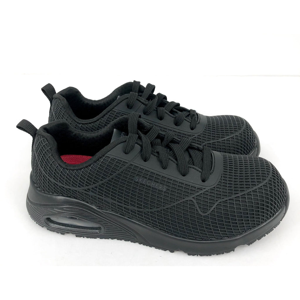 Skechers Work Womens Uno Deloney Shoes Size 5.5 Black Comp Toe NMT SR EH NIB