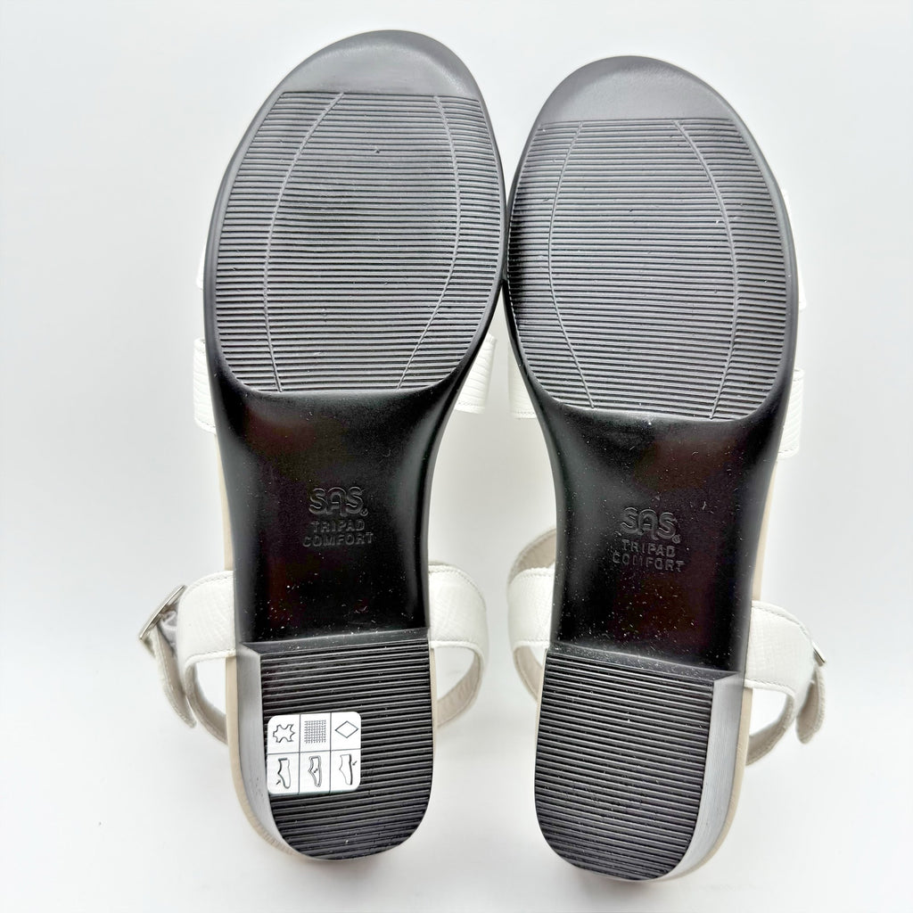 SAS Womens Savanna Adjustable Heeled Sandals Size 9.5 M White Leather NIB