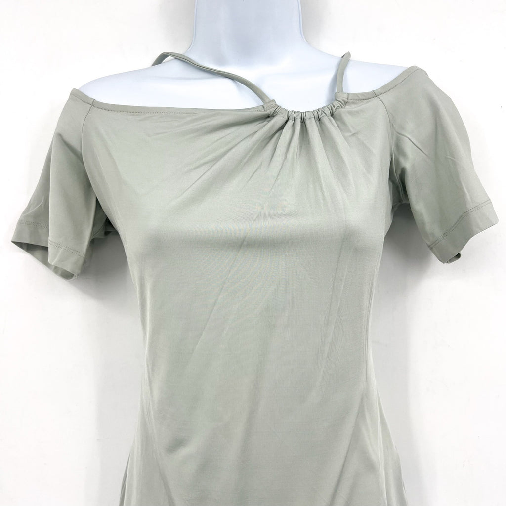 REISS Women's Cierra Strappy Off-Shoulder Short Sleeve Top Medium Light Green NWOT