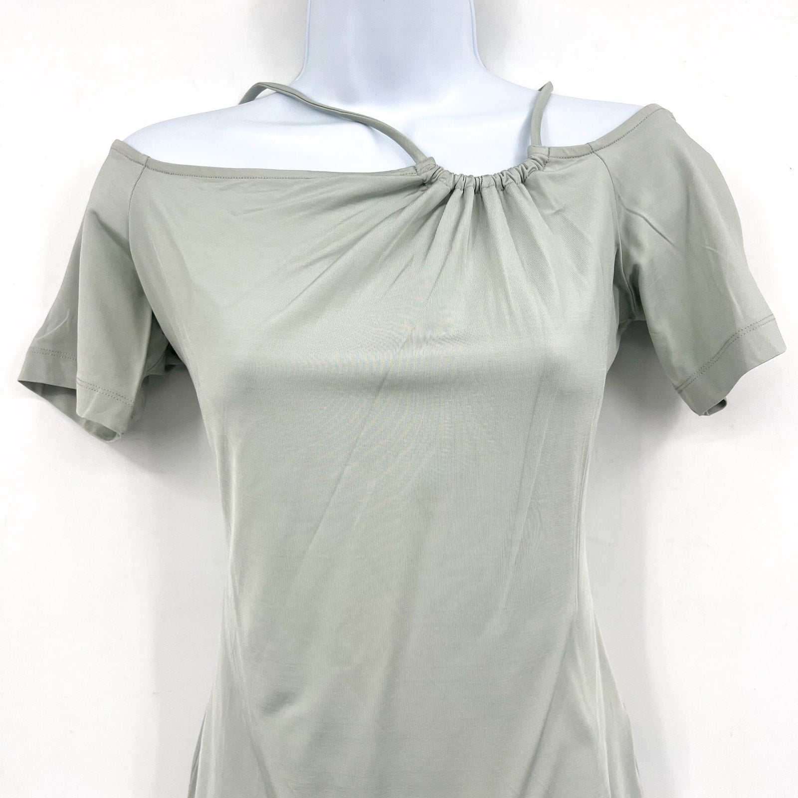 REISS Women's Cierra Strappy Off-Shoulder Short Sleeve Top Medium Light Green NWOT