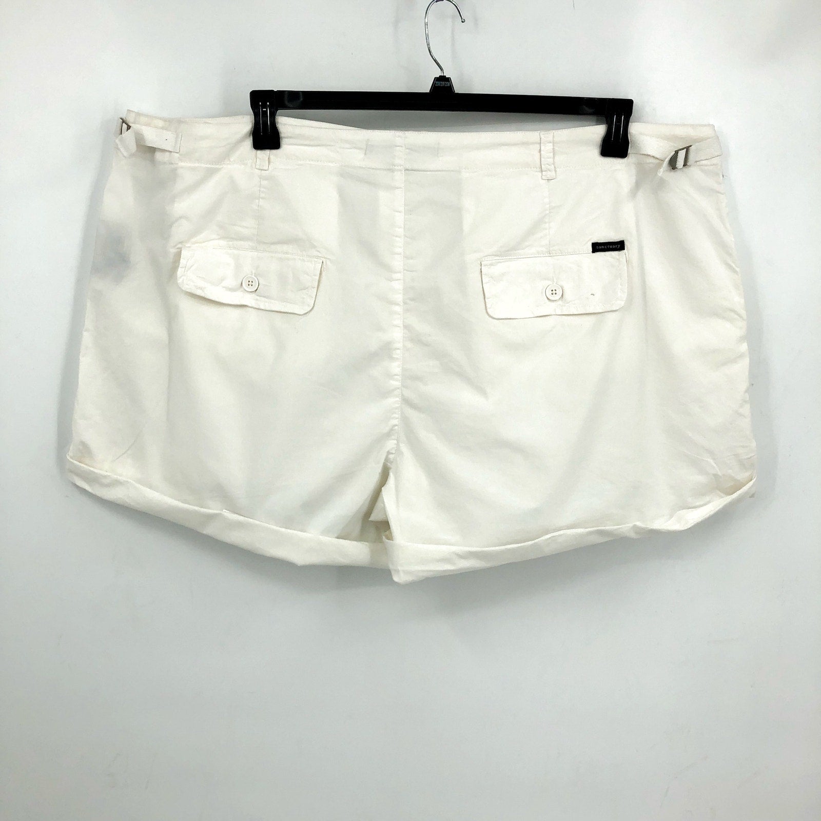 SANCTUARY Standard Cargo Shorts Womens 24W White Roll Cuff Patch Pocket NWT