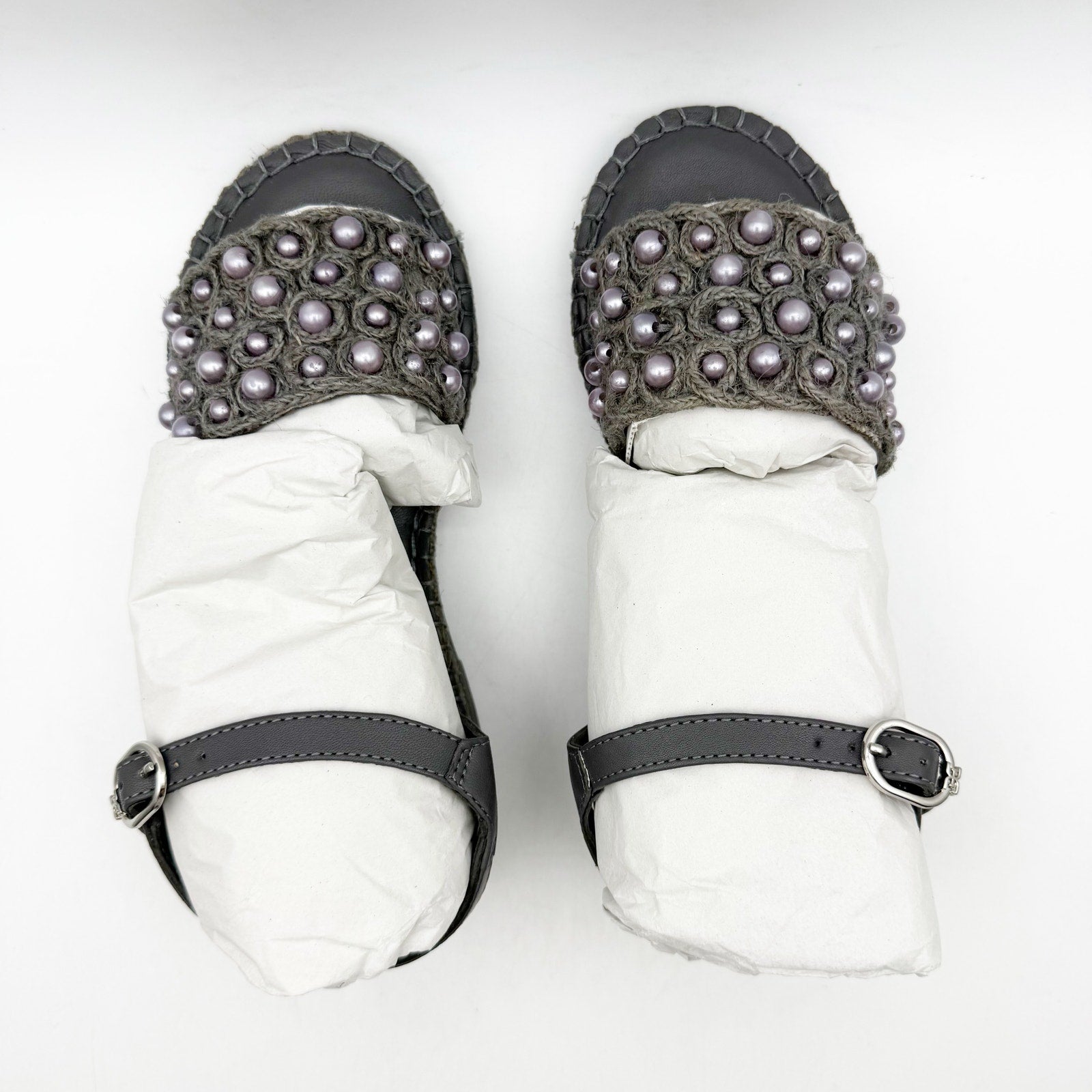 Sam Edelman Kids Holly Sandals US 2 M EU 33.5 Mockingbird Grey Linen NIB