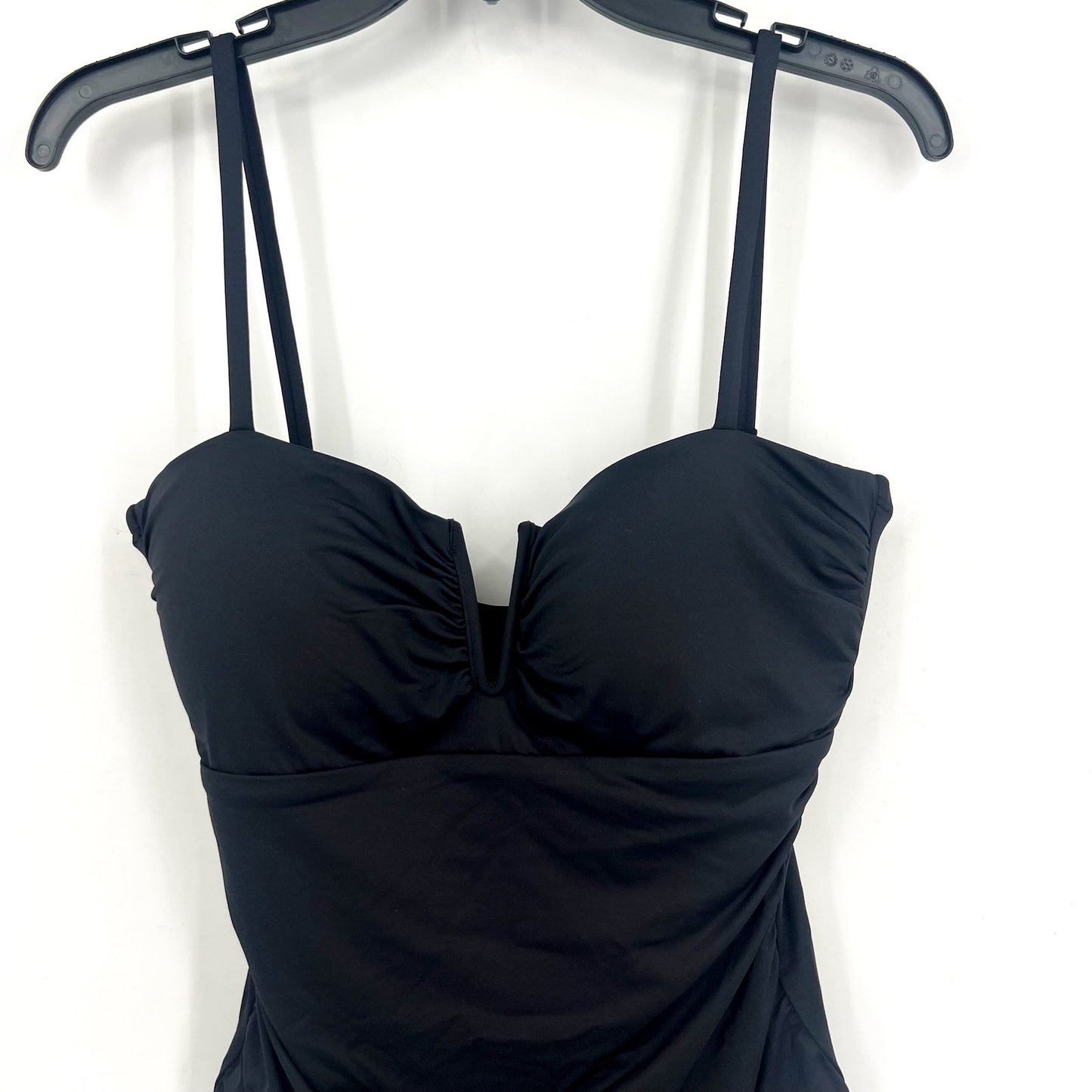 LAUREN RALPH LAUREN Solids V Wire One Piece Swimsuit Size 14 Black NWT