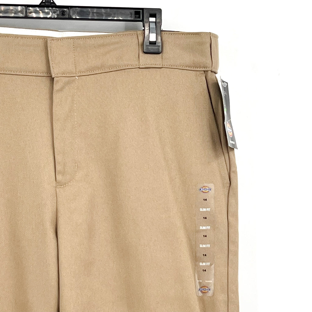 DICKIES Womens 776 Flex Slim Fit Pants Size 14 Tan Desert Sand Stretch Twill NWT