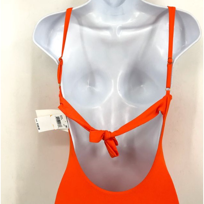 BECCA Women's Baja Mar One Piece Swimsuit Medium Orange Carrot High Neck NWT