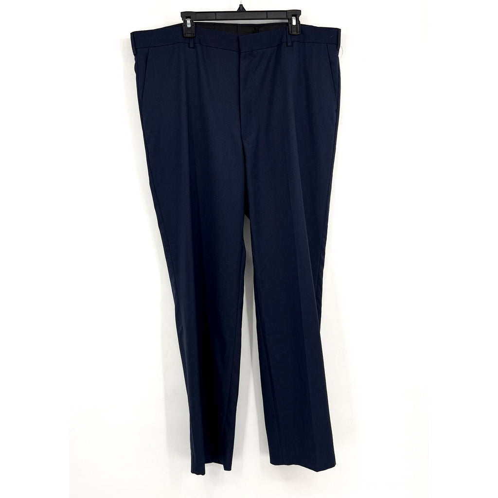 BERLE Men's Classic Dress Pants 42x34 Navy Blue Flat Front Career Formal NWOT