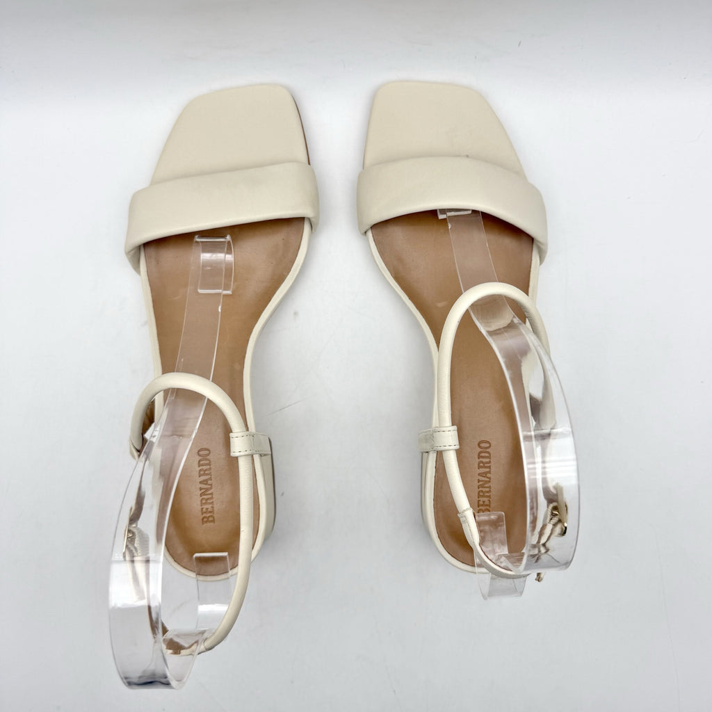 Bernardo Womens Josei Heeled Sandal US 7.5 M Off White Eggshell Leather NIB