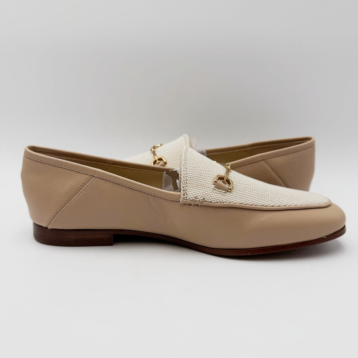 Sam Edelman Womens Loraine Bit Loafers Size 7.5 Beige Sand Canvas NWOB