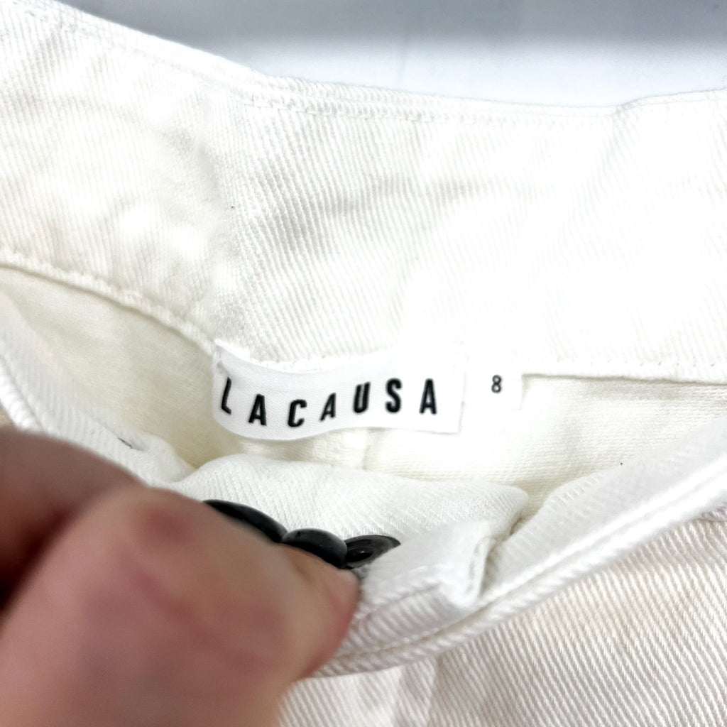 LACAUSA Women's Diego Cargo Trouser Jeans Size 8 Parchment White High Rise NWT