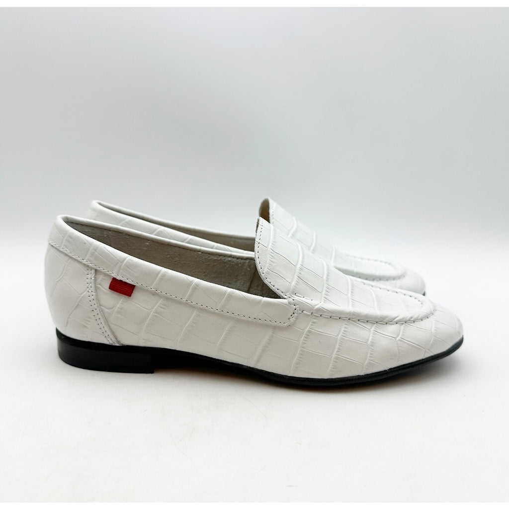 Marc Joseph New York Womens Madison Ave Loafers Size 5 M White Croco Leather NIB