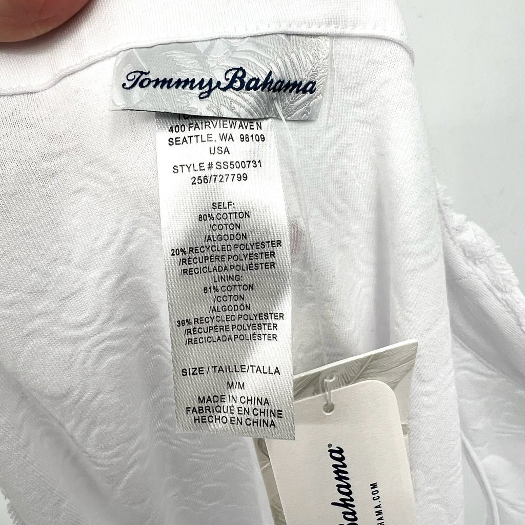 TOMMY BAHAMA Terry Romper Cover Up Medium White Side Tie Textured Spa NWT