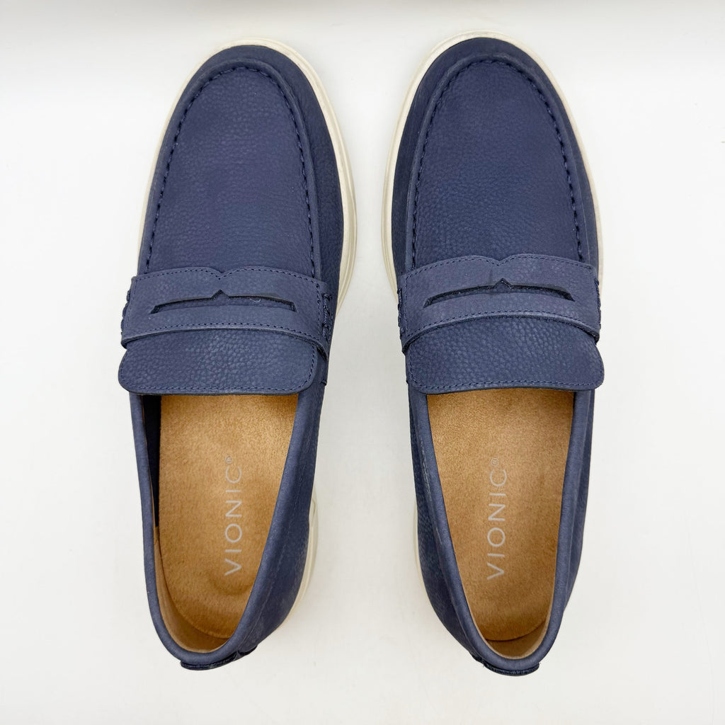 Vionic Mens Thompson Loafers US 11.5 M EU 44.5 Navy Blue Suede NIB
