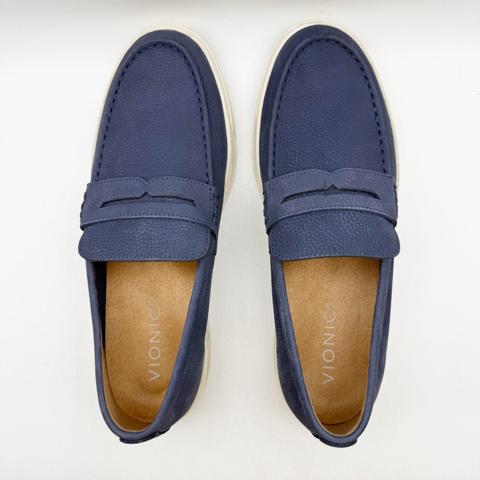 Vionic Mens Thompson Loafers US 11.5 M EU 44.5 Navy Blue Suede NIB