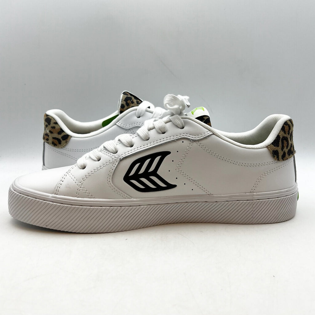Cariuma Salvas Low Sneakers Womens 11.5 Mens 10 White Leopard Leather NIB