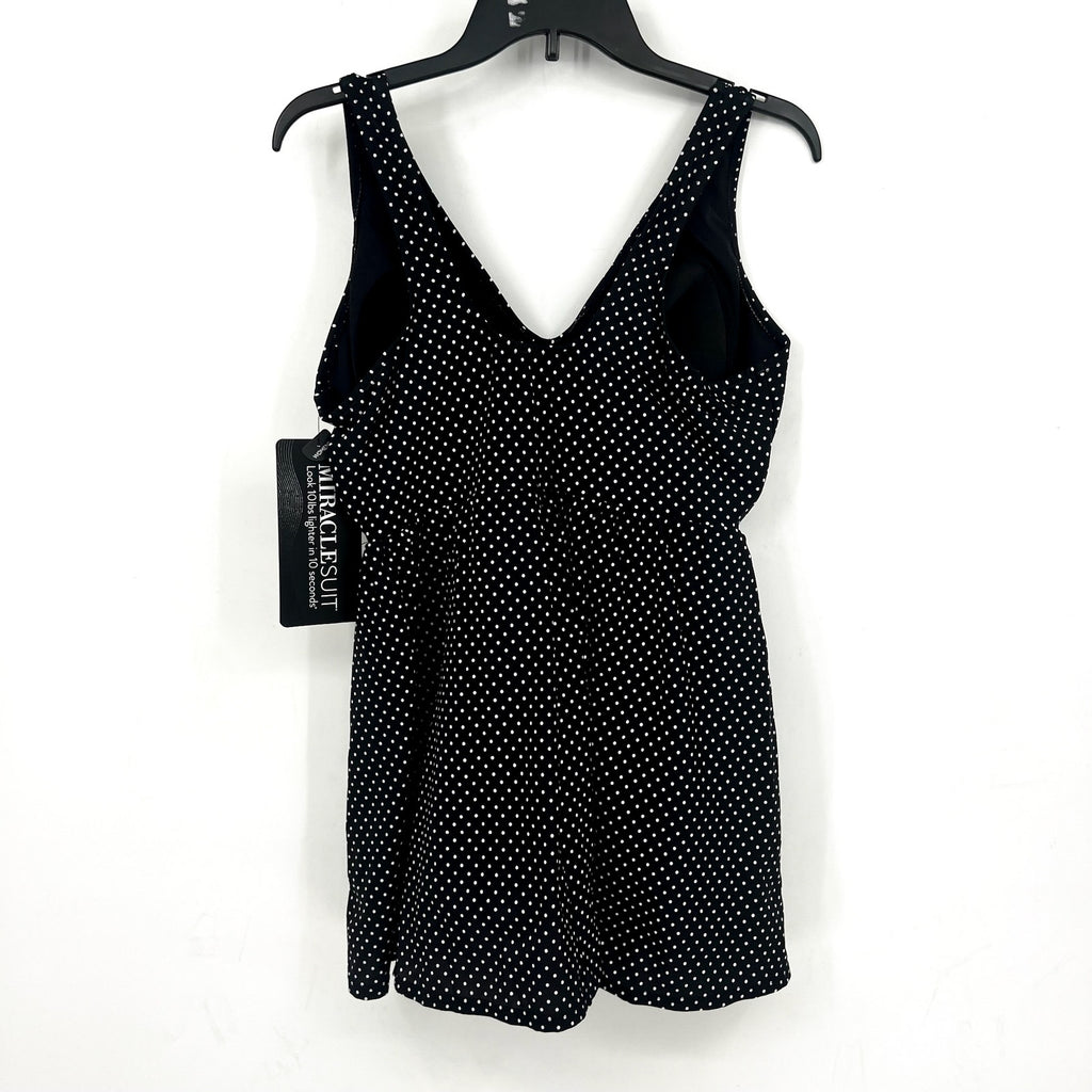 MIRACLESUIT Women's Pin Point Marais Swim Dress Size 16W Black White NWT