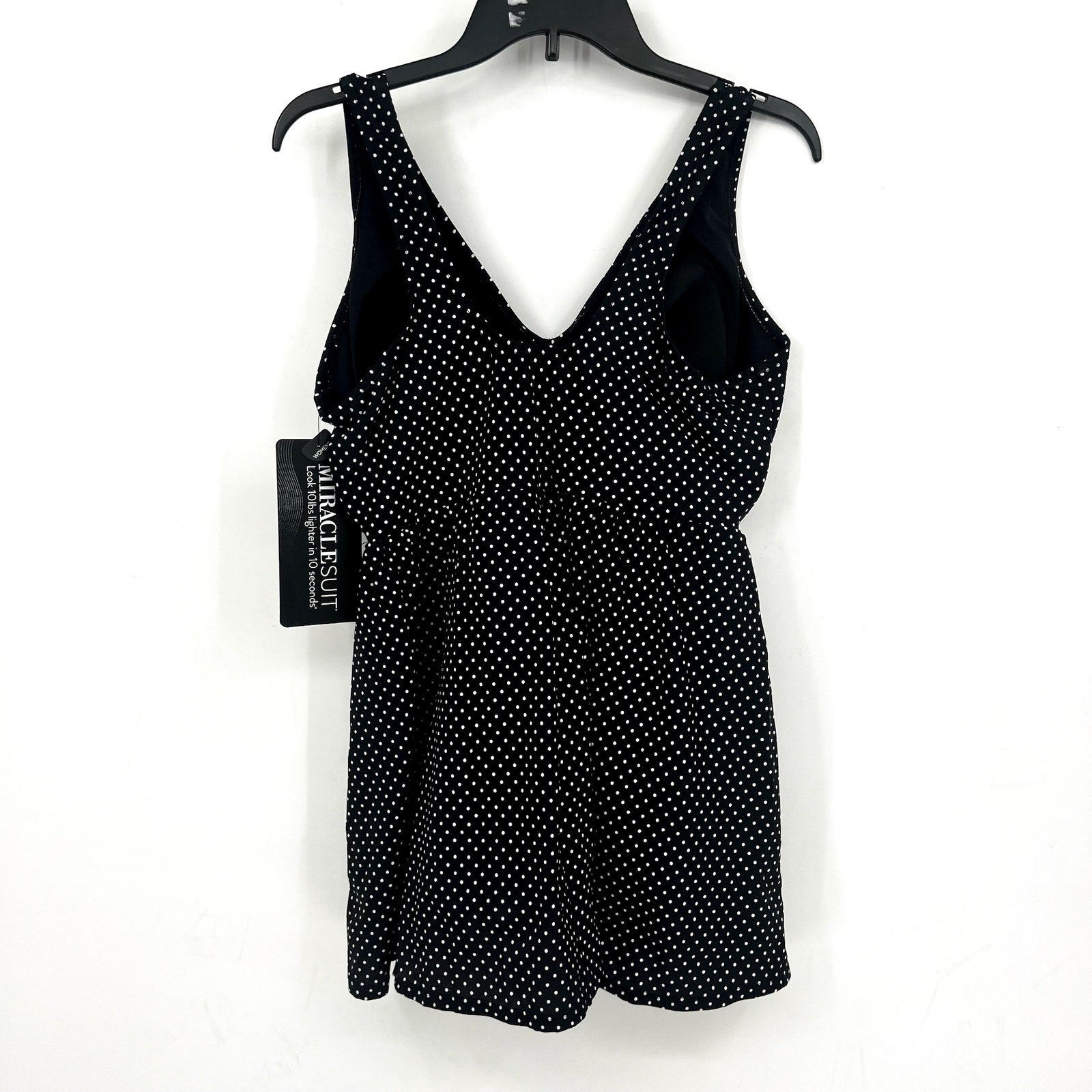 MIRACLESUIT Women's Pin Point Marais Swim Dress Size 16W Black White NWT