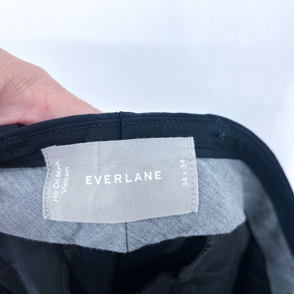 EVERLANE Men's The Italian Wool Pants 34x34 Navy Stretch Flat Front NWT