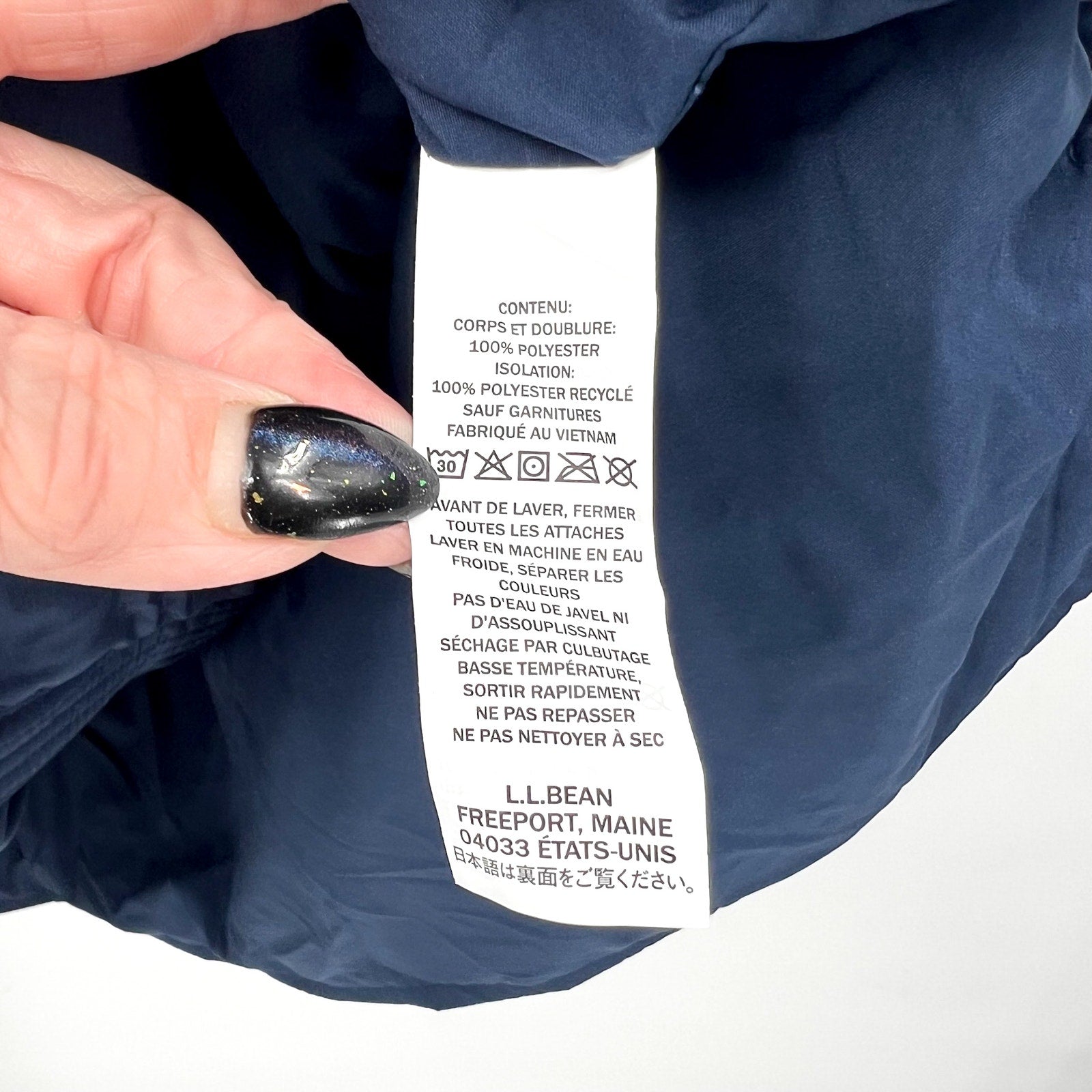 L.L BEAN Womens Bean's Cozy Quilted Coat Medium Petite Blue Mid-Length NWOT
