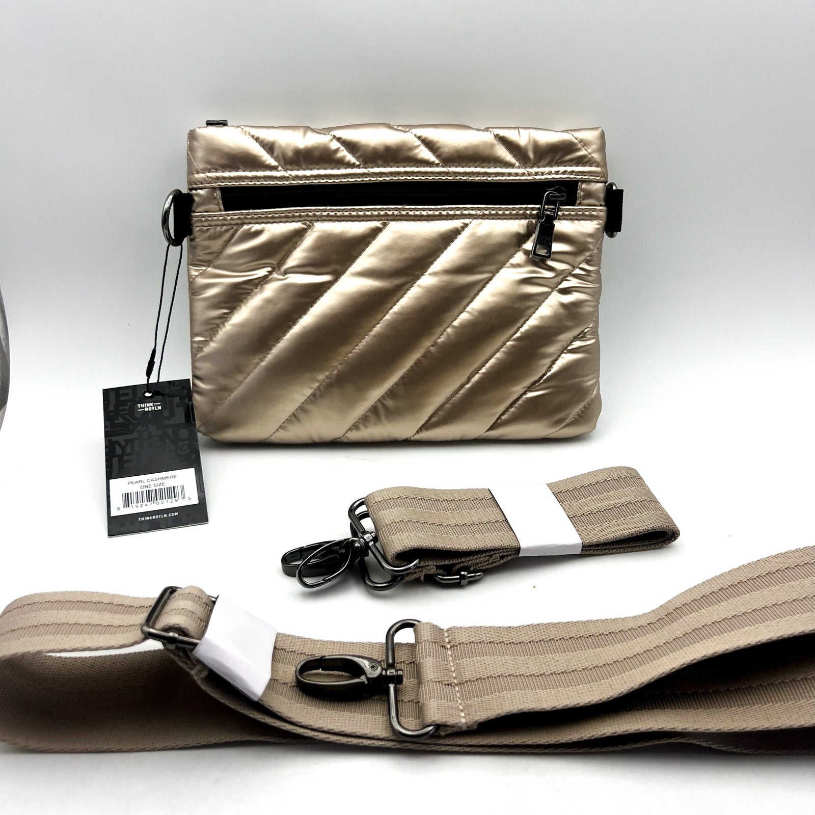 THINK ROYLN Diagonal Bum Bag 2.0 Pearl Cashmere One Size Purse NWT