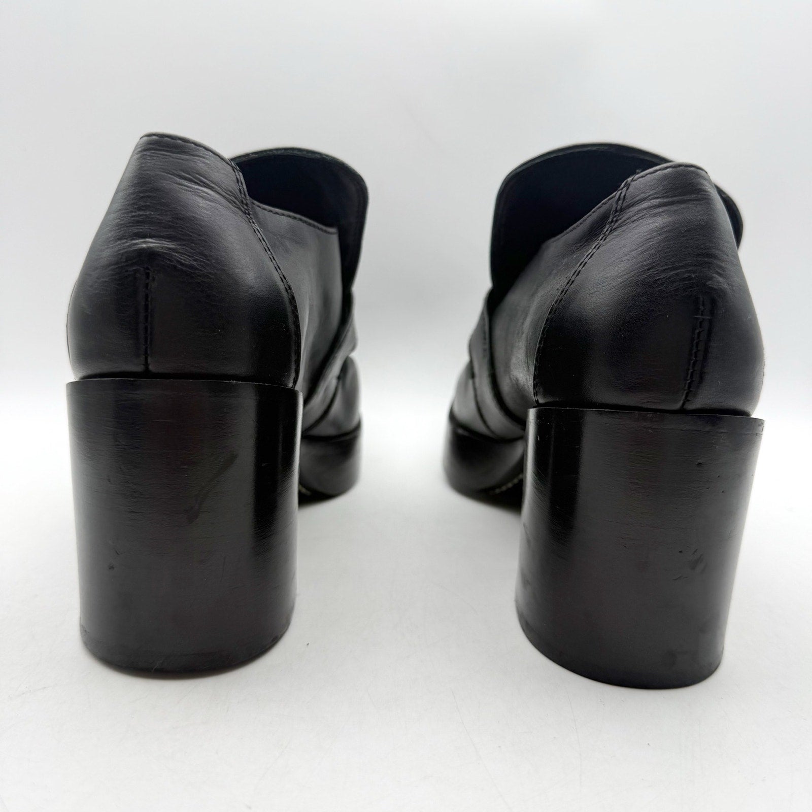 RE/DONE Womens Big Buckle Pumps EU 40 US 10 Black Leather Loafers EUC