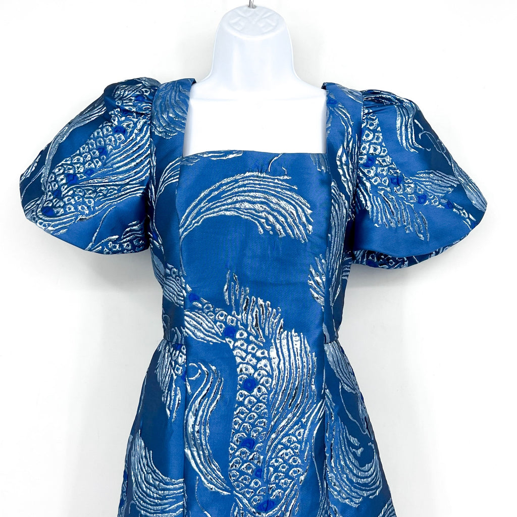 LILLY PULITZER Booker Romper Size 2 Blue Dancing Koi Metallic Jacquard NWOT