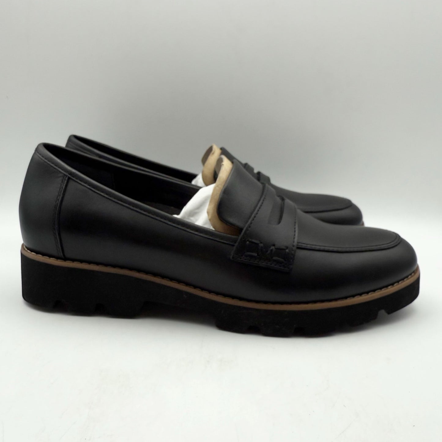 Vionic Womens Cheryl ll Loafers US 7 Wide EU 37 Black Leather NIB