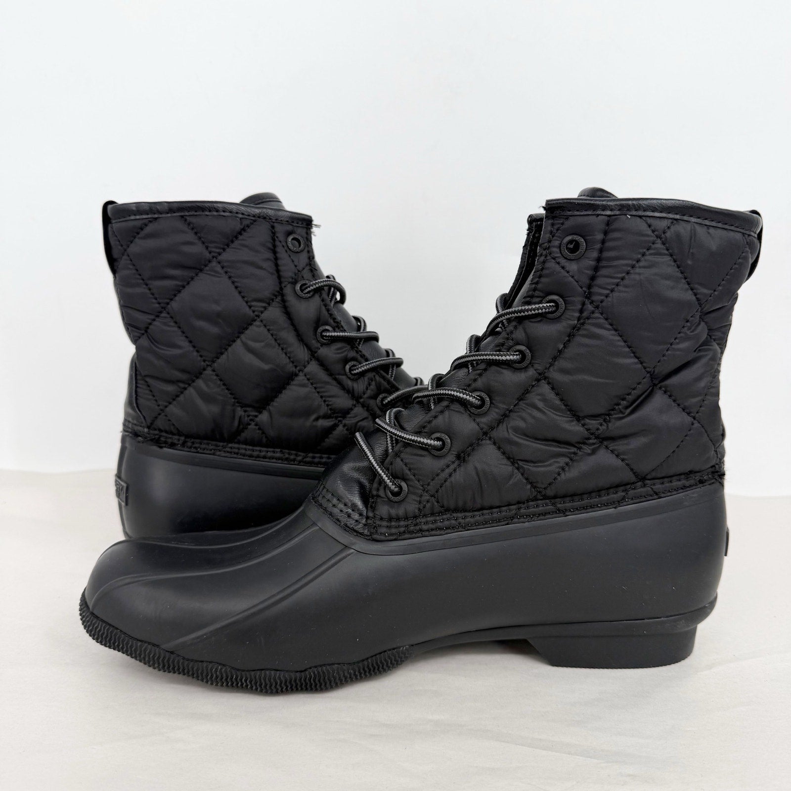 SPERRY Mens Saltwater Quilted Duck Rain Boots US 12 Black Water Resistant NWOB