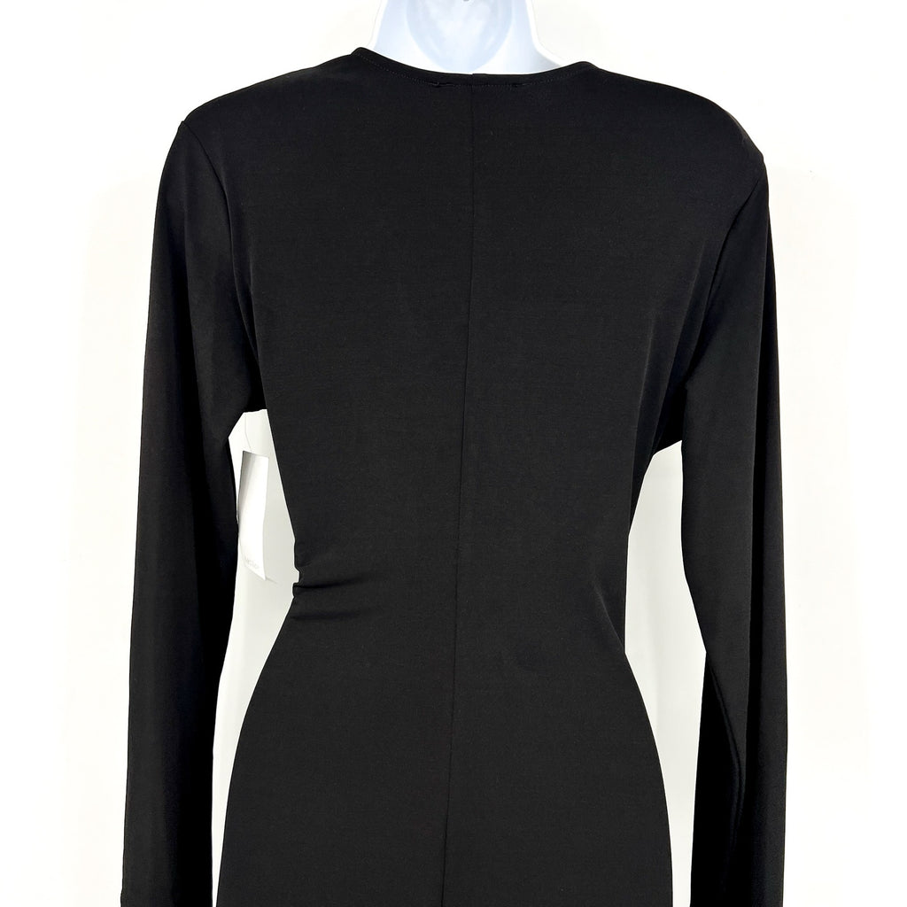 KAREN KANE Women's Twist Front Dress Large Black Stretch Long Sleeve NWT