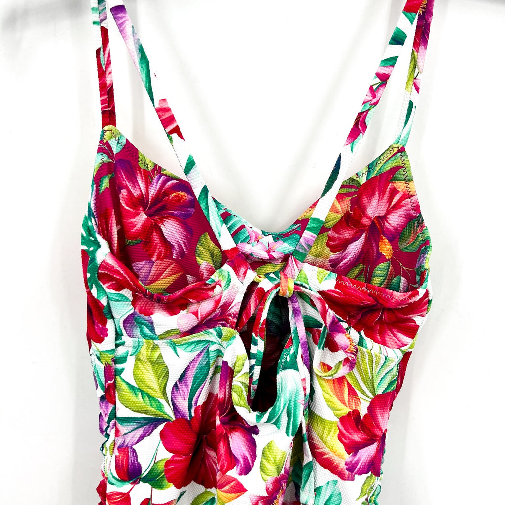 TOMMY BAHAMA Fiesta Reversible Tankini Top Medium White Pink Island Cays NWT