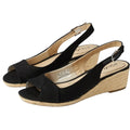 LifeStride Womens Socialite Wedge Sandals Size 6.5 M EU 36.5 Black Canvas NWOB