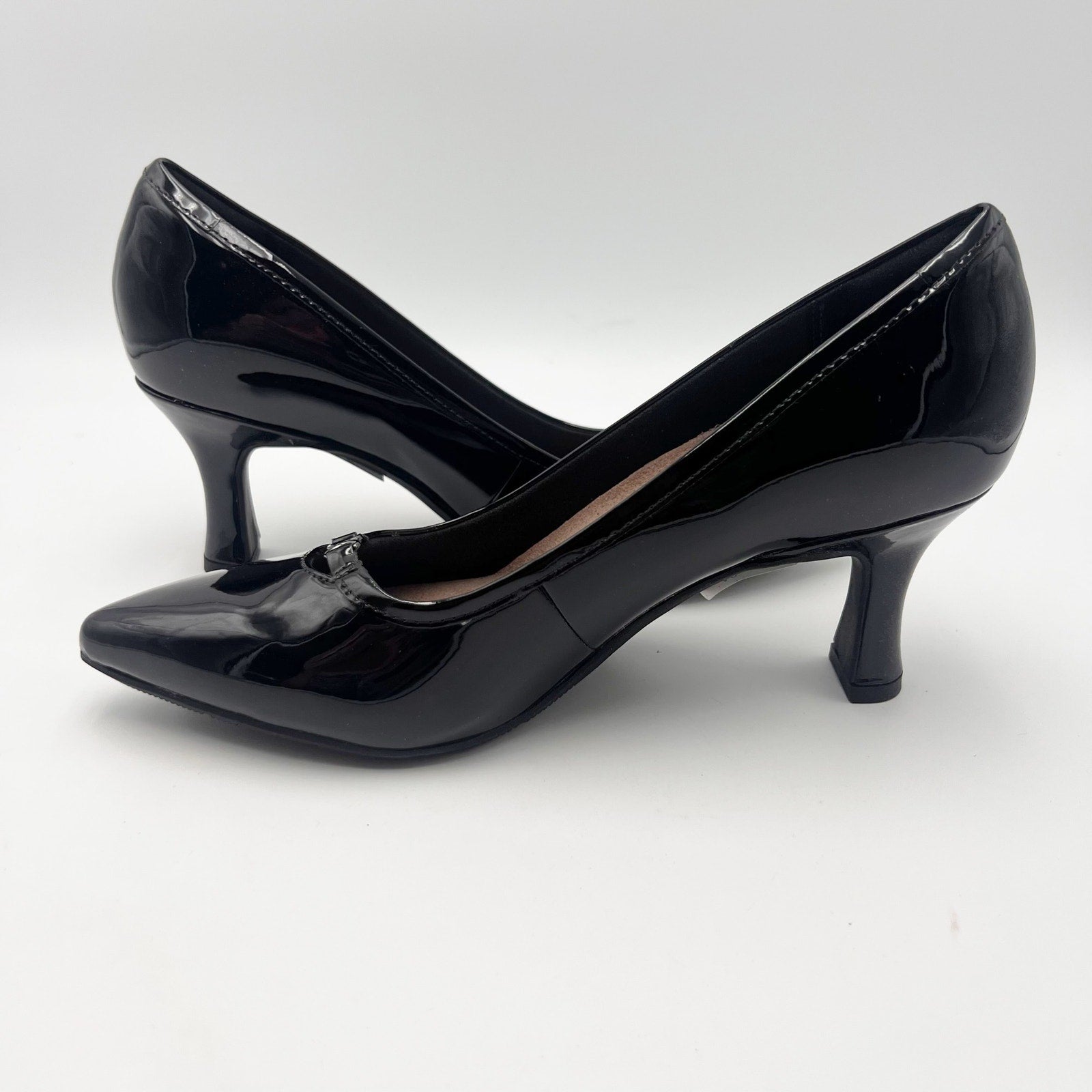Clarks Womens Kataleyna West Heels Size 7 M Black Patent Leather Pumps NIB