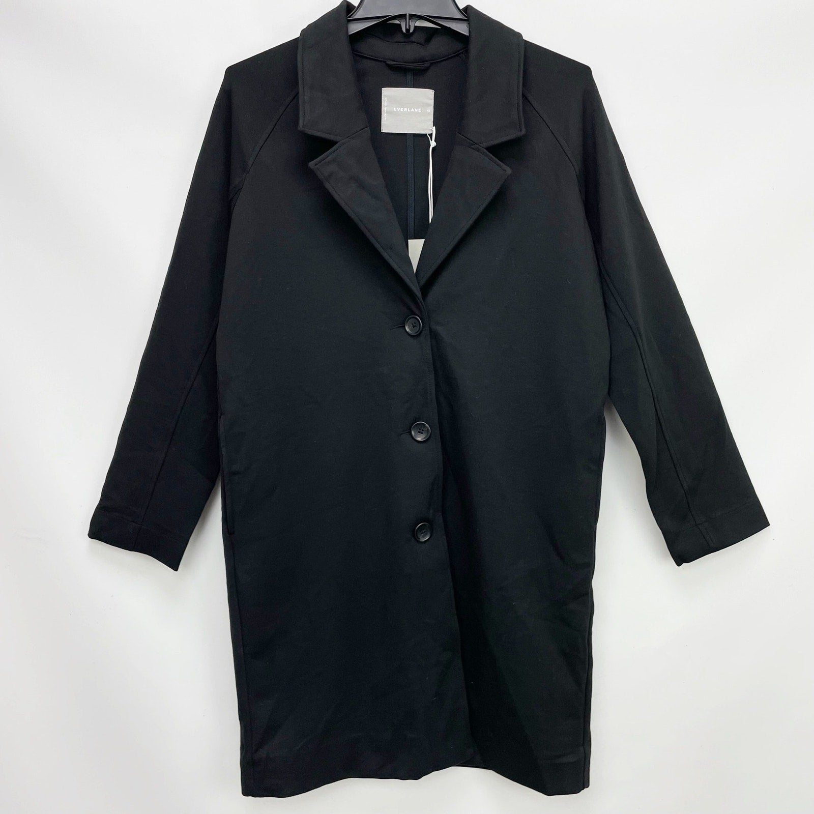 Everlane Womens The Dream Coat Small Black Overcoat Knit Long NWT