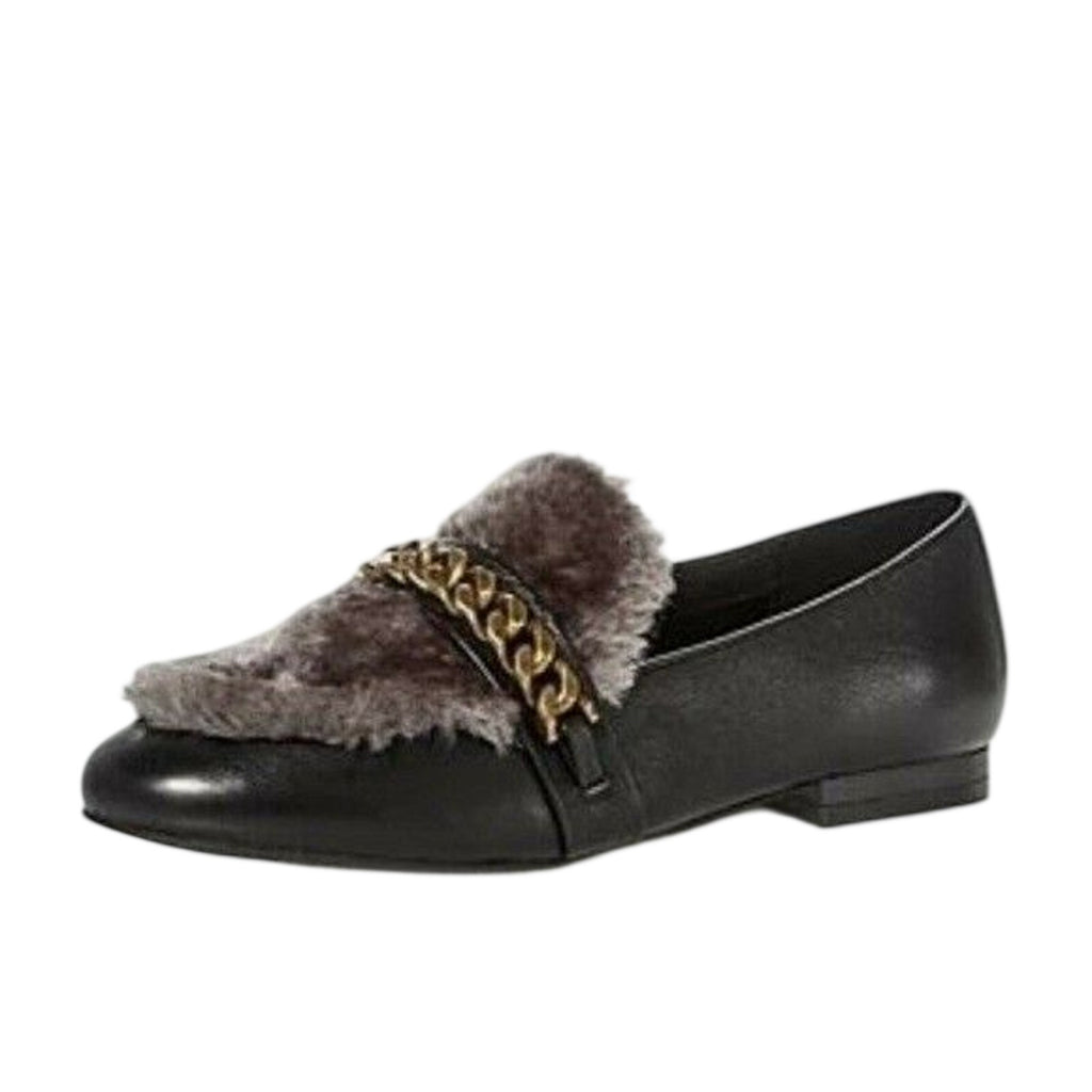 Kenneth Cole Womens Wilda Loafer US 6 M Black Grey Faux Fur NIB