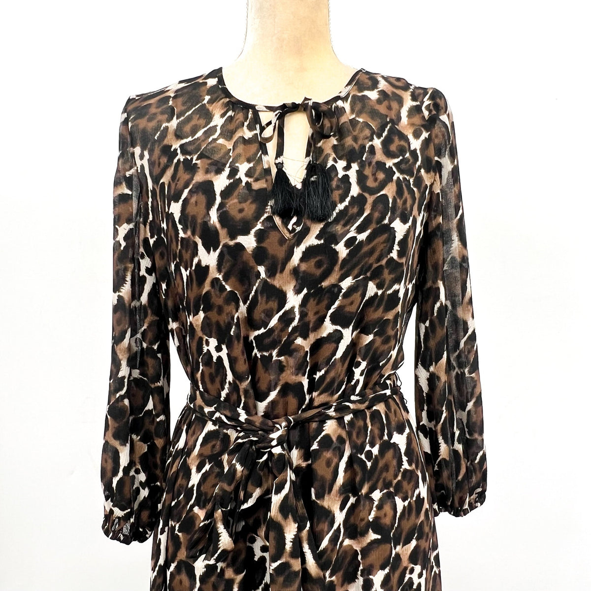 TRINA TURK Women's Shalina Tie-Waist Maxi Dress Small Lampoul Leopard NWT