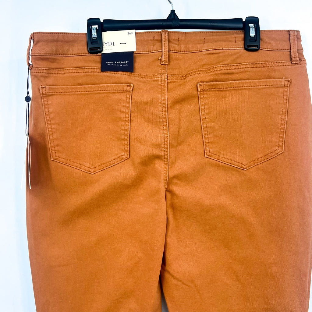 NYDJ Womens Margot Girlfriend Jeans Size 16 PETITE Rust Brown Straight Leg NWT