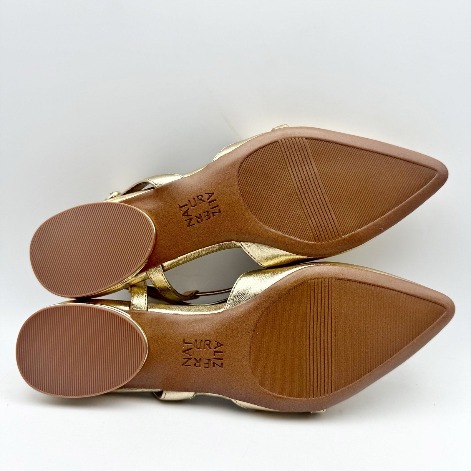 Naturalizer Womens Hawaii Slingback Flats US 5.5 M EU 35.5 Gold Leather NIB