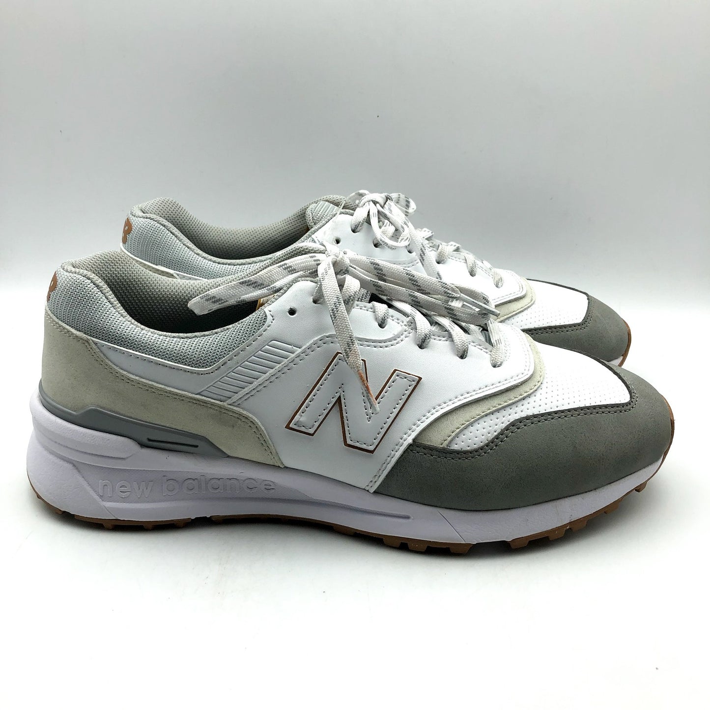 New Balance Mens 997 SL Golf Sneakers US 10.5 Wide White Leather Lace Up NIB