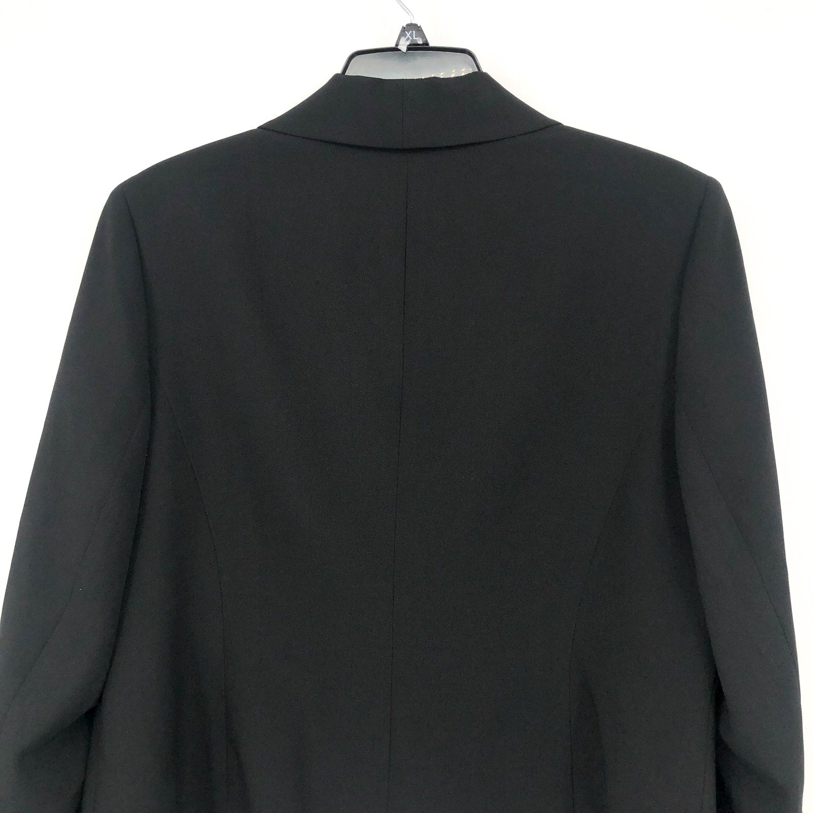 LE SUIT Womens Shawl Collar Suit Jacket 12P PETITE Black Coated Buttons NWT
