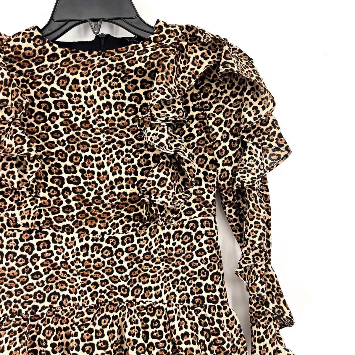 BARDOT Girl's Whit Ra Ra Dress Size 7-8 Small Leopard Ruffle Long Sleeve NWT