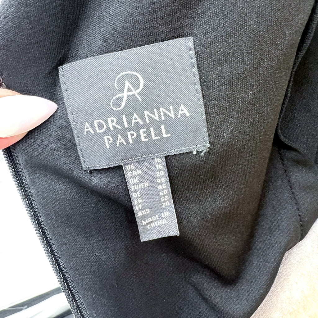 ADRIANA PAPELL Women's Waterfall Ruffle Crepe Dress Size 16 Black Cocktail NWT