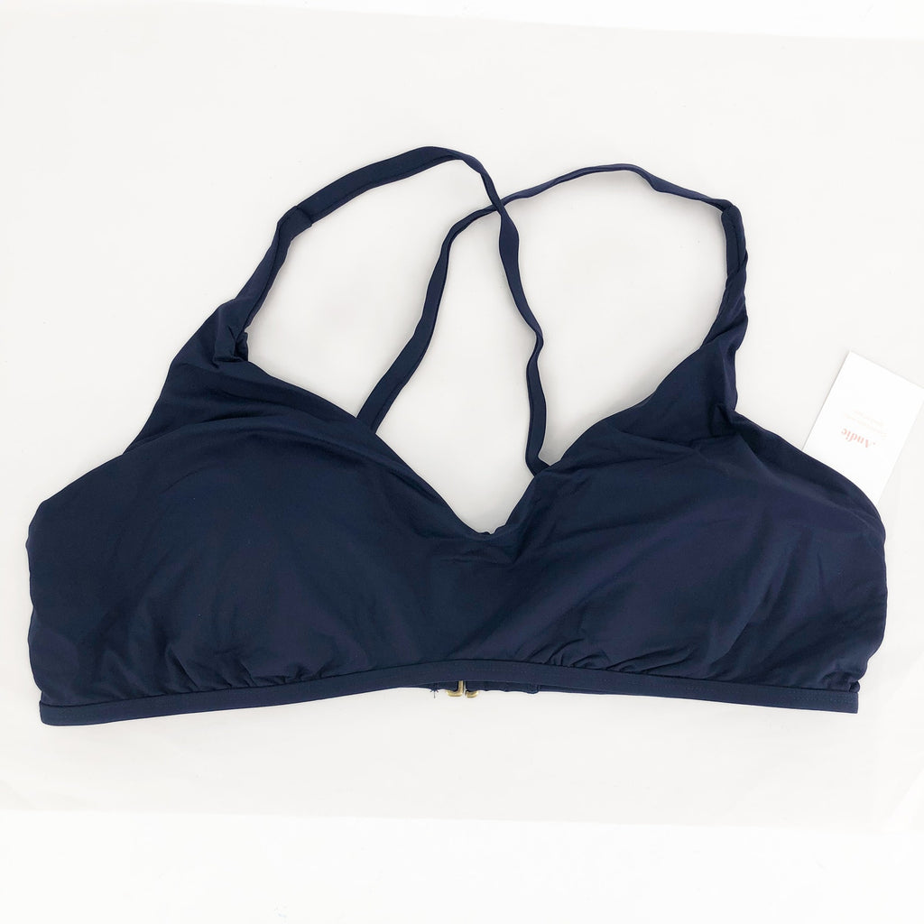 ANDIE SWIM Women's The Valencia Bikini Top 3XL Navy Blue V-Neck NWT