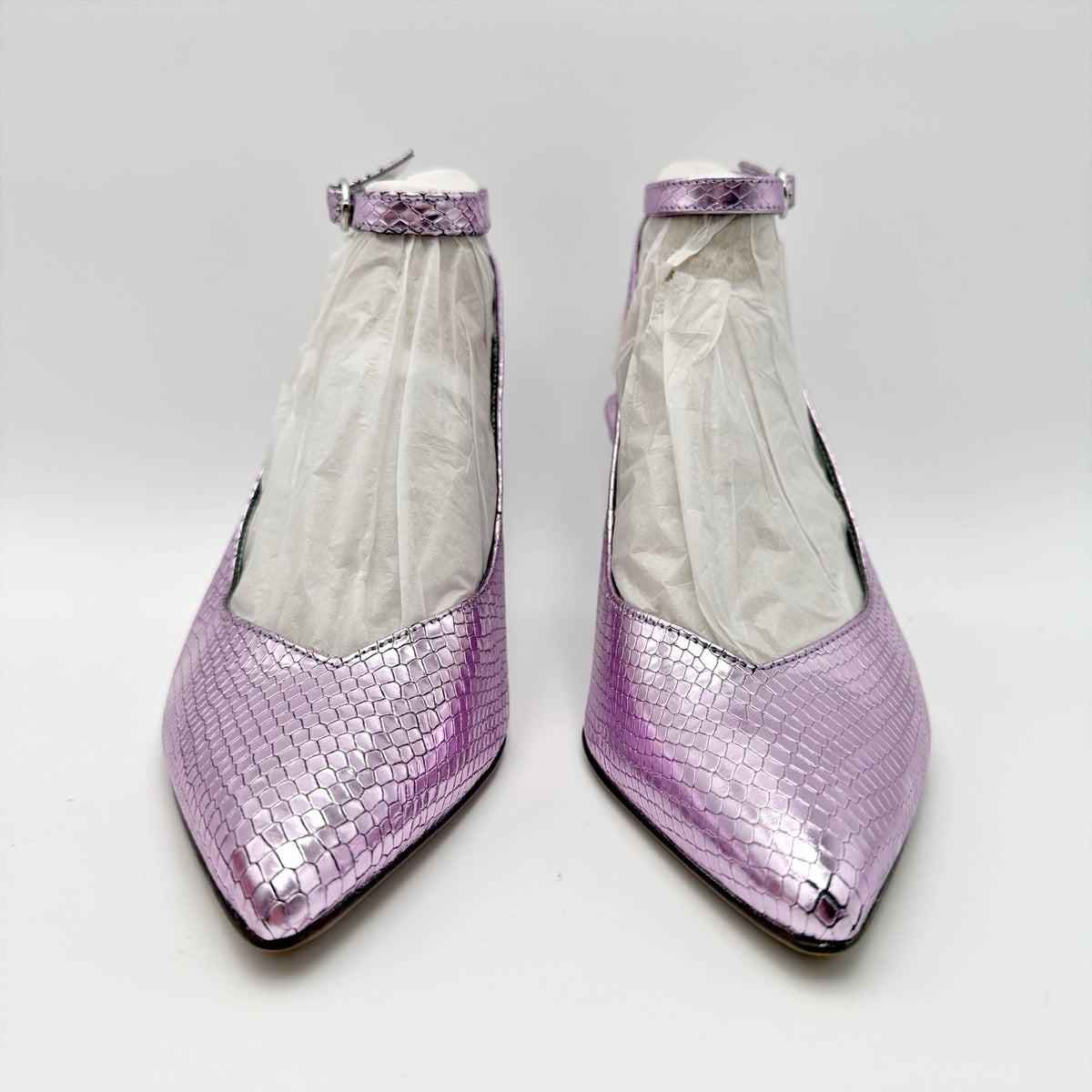 Naturalizer Womens Eliya Slingback Pumps US 8.5 Wide Purple Metallic Leather NIB