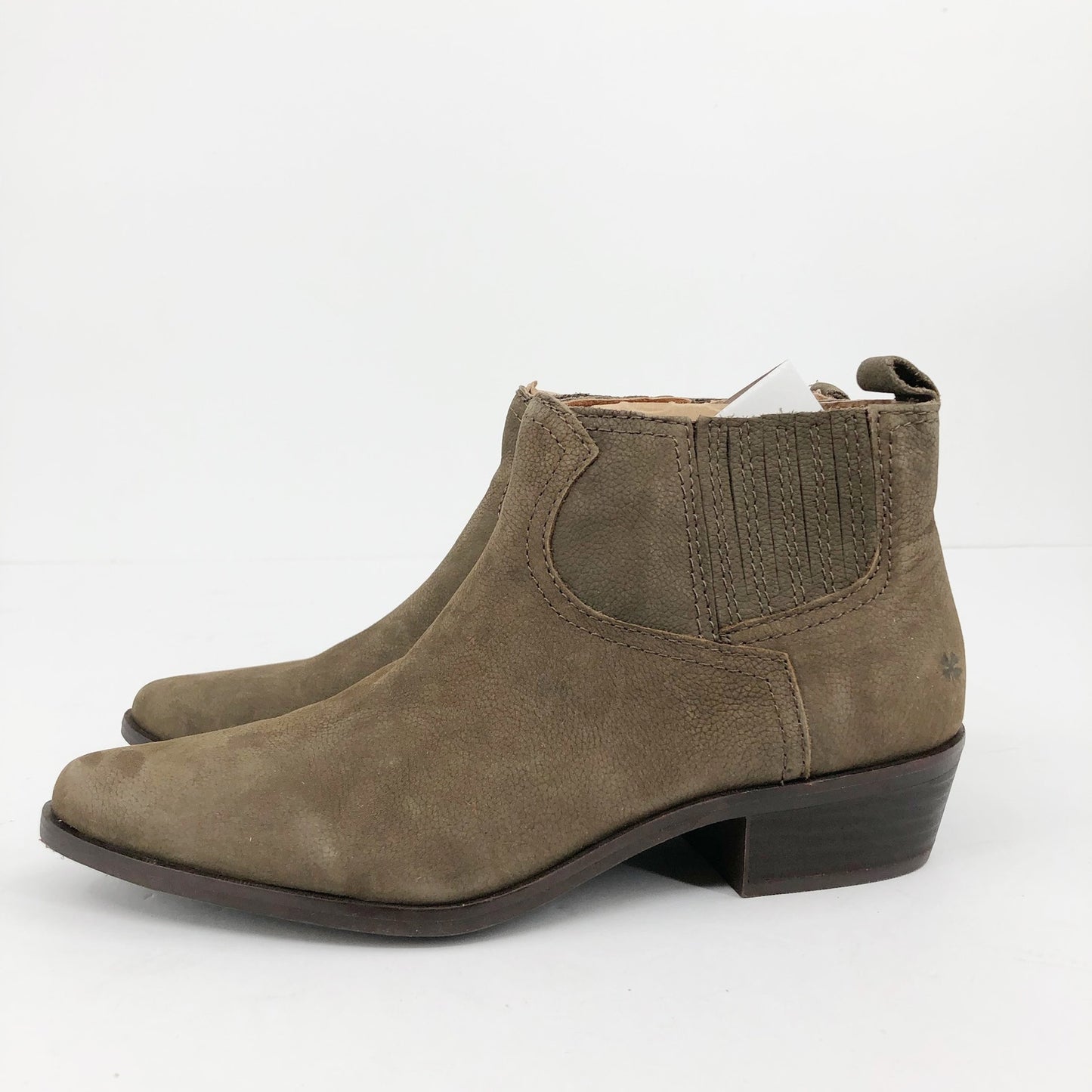 LUCKY BRAND Womens Hikalli Ankle Bootie 6 Olive Green Brown Boot Leather NWOB