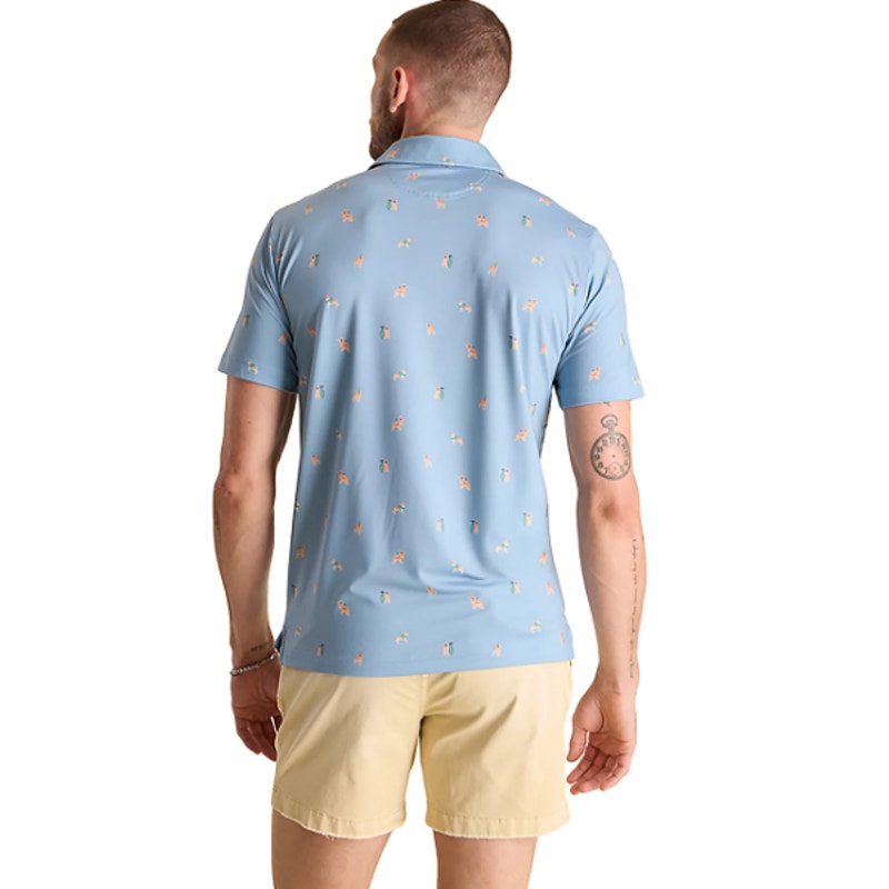 CHUBBIES Mens Performance Polo XL Light Blue Barkin' Up The Wrong Tree Print NWT