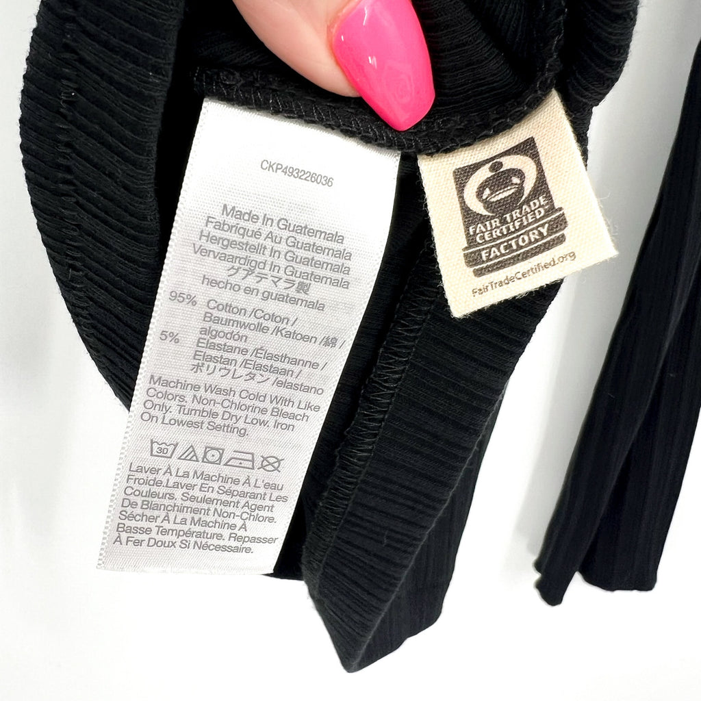 MADEWELL Women's Boat Neck Rib Top XS Jet BlackLong Sleeve NS805 NWT