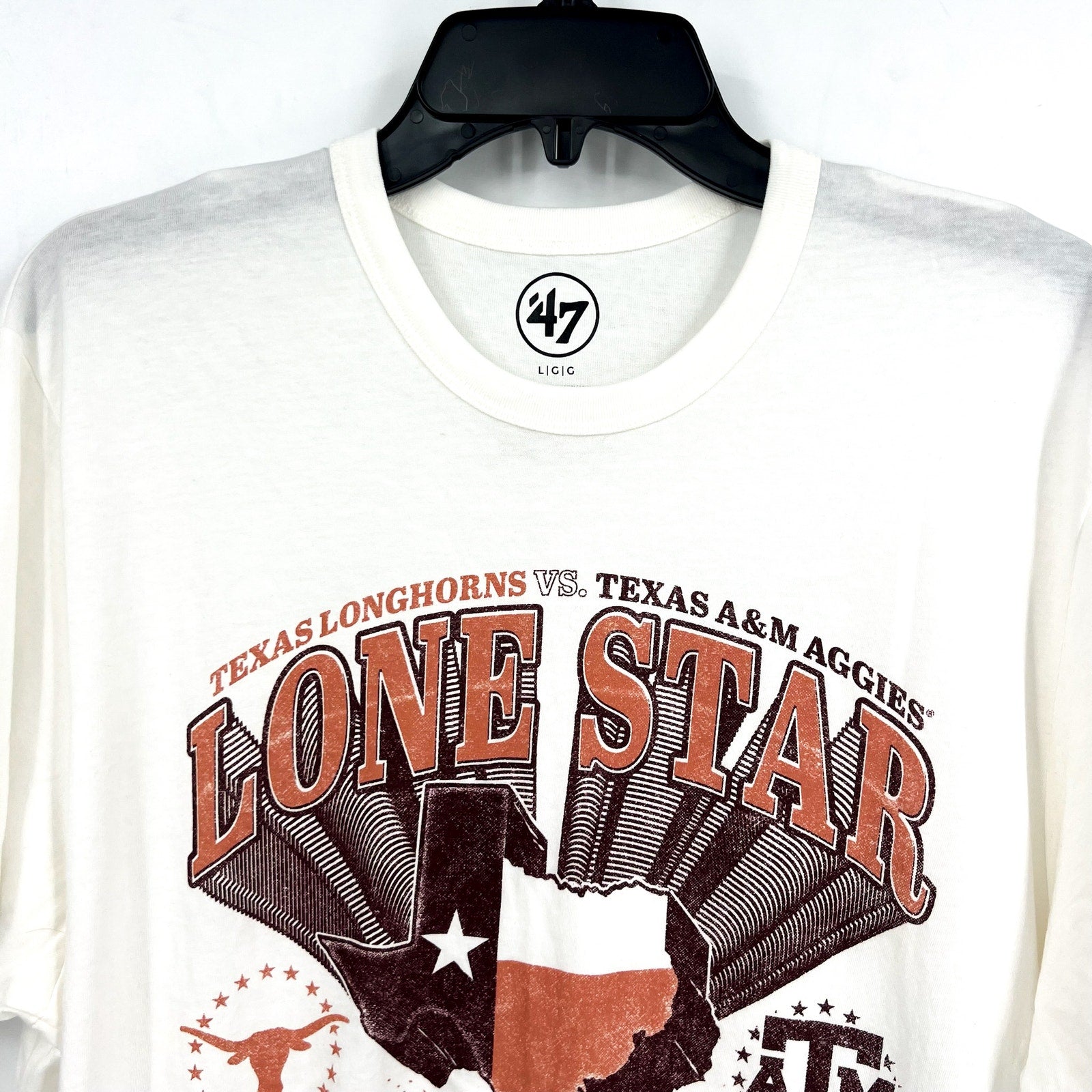 47 BRAND Mens Lone Star Showdown Football SS Fashion T Shirt Large White NWT