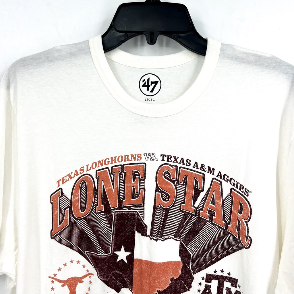 47 BRAND Mens Lone Star Showdown Football SS Fashion T Shirt Large White NWT