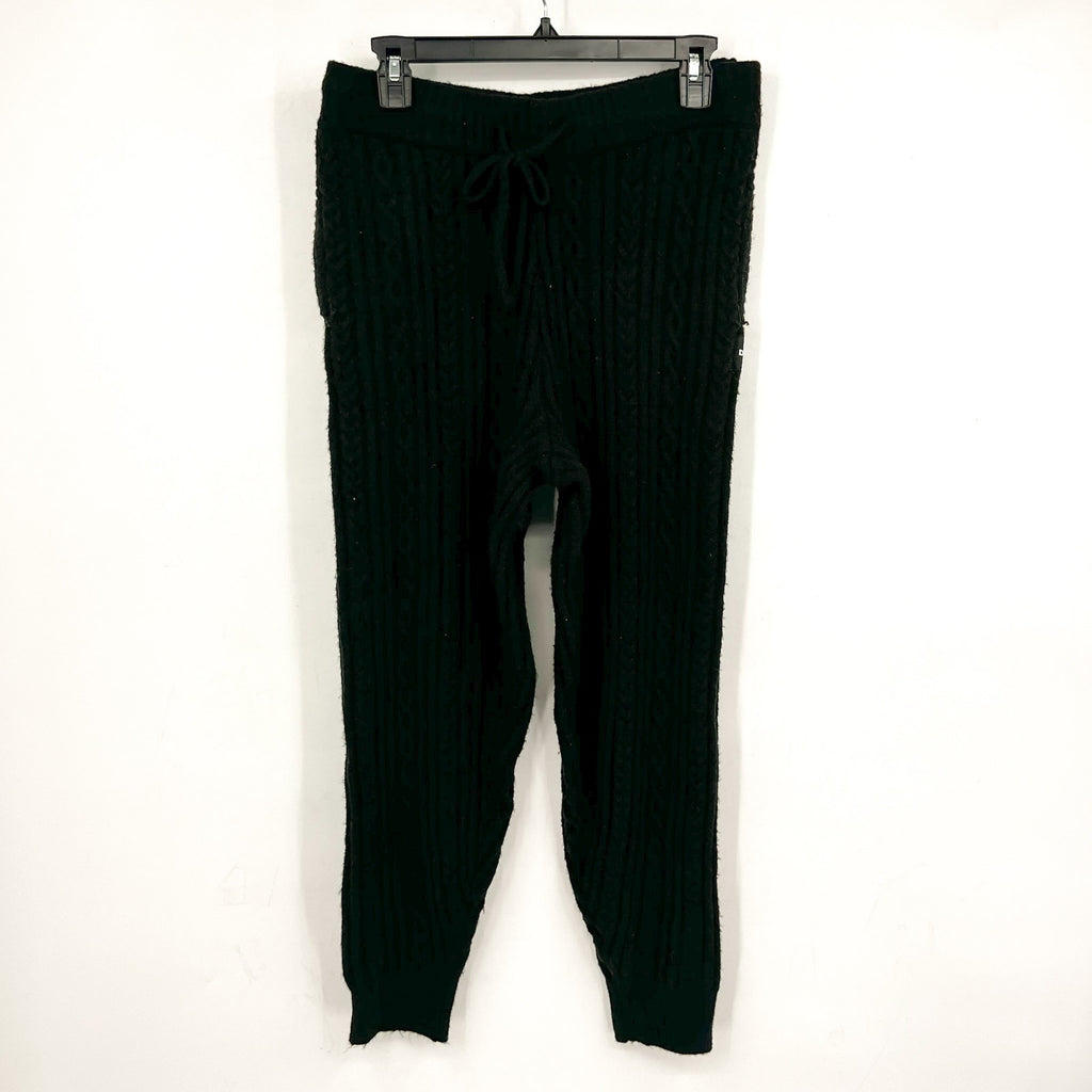 DKNY Womns Cozy Cable Sweater Knit Jogger Large Black Drawstring NWT