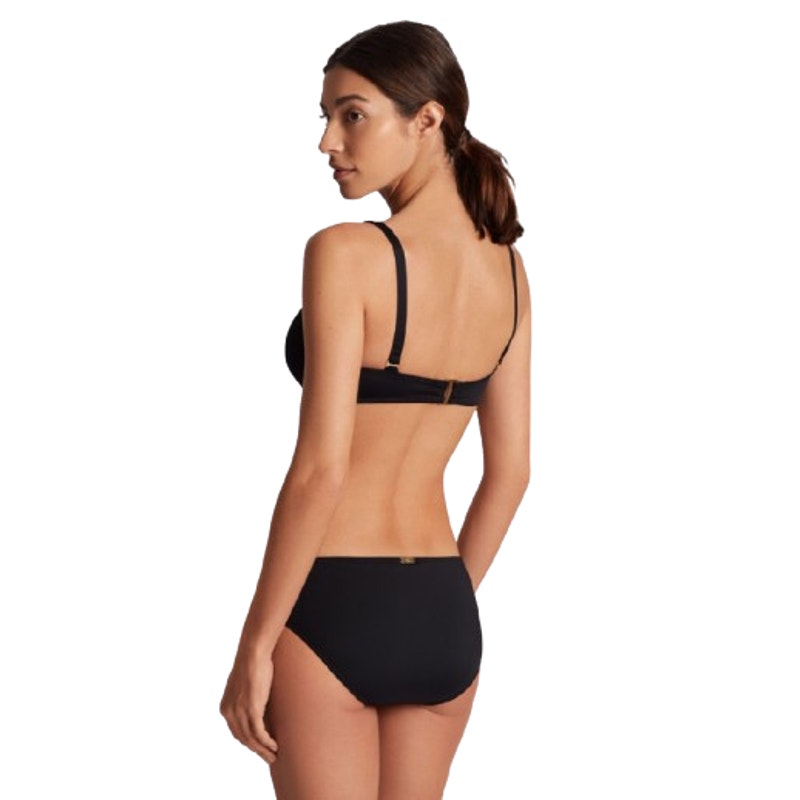 LAUREN RALPH LAUREN Women's Ring Triangle Bikini Top Size 14 Black NWT